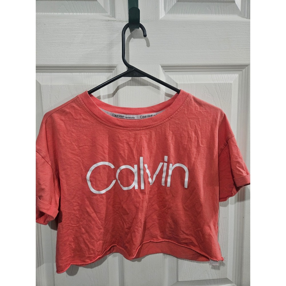 Bundle Sale | Calvin Klein Performance Womens Coral Logo Crop Top Sleeve Size M